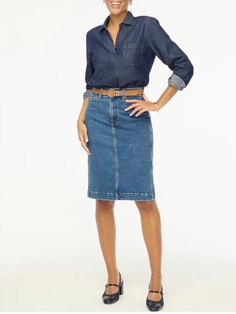 J Crew factory midi denim skirt size 6